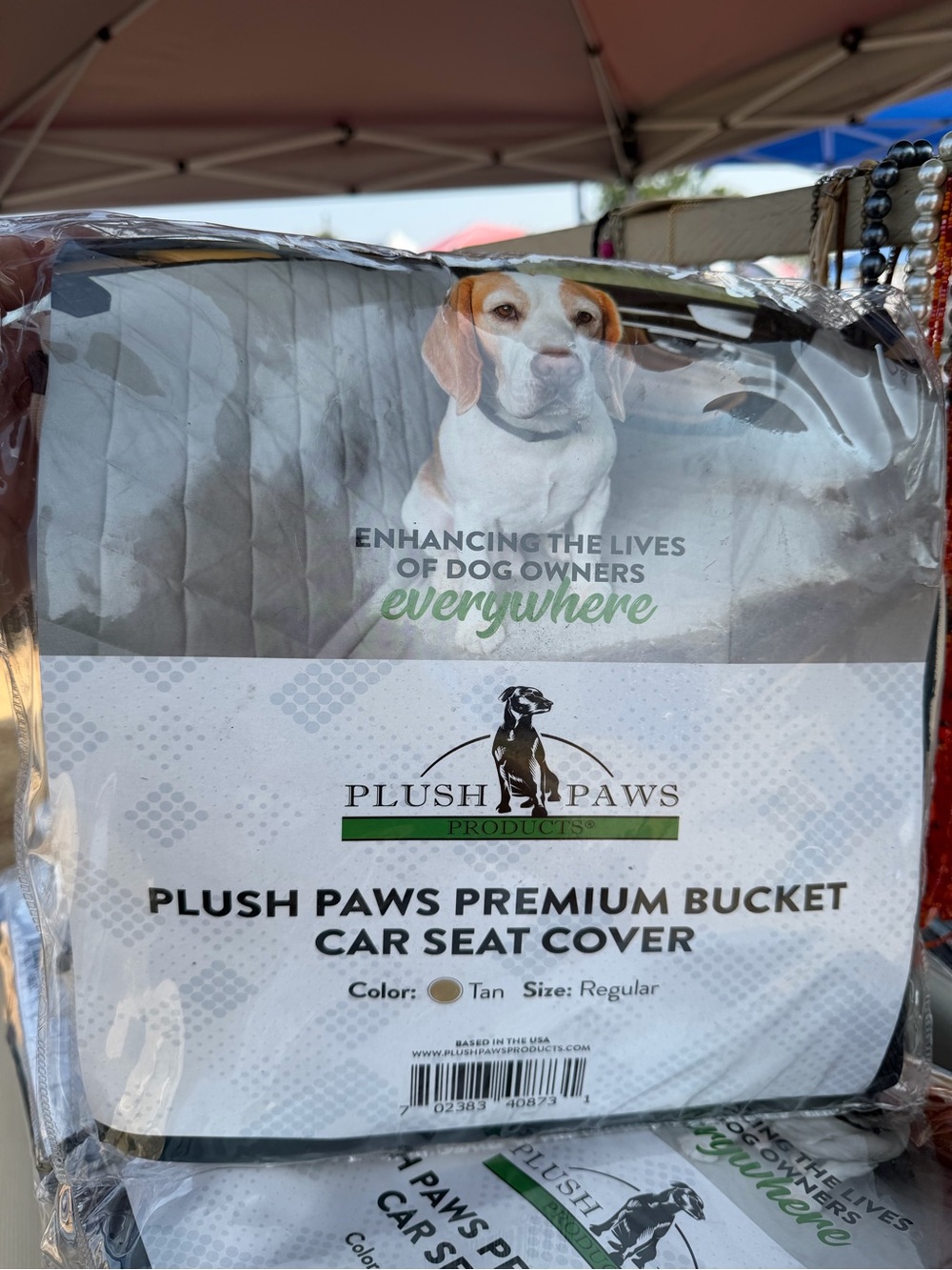Plush Paws Premium Bucket Car Seat Cover - Tan